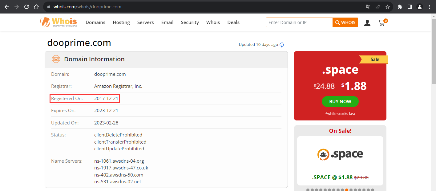 Official website domain name registration information Whois query