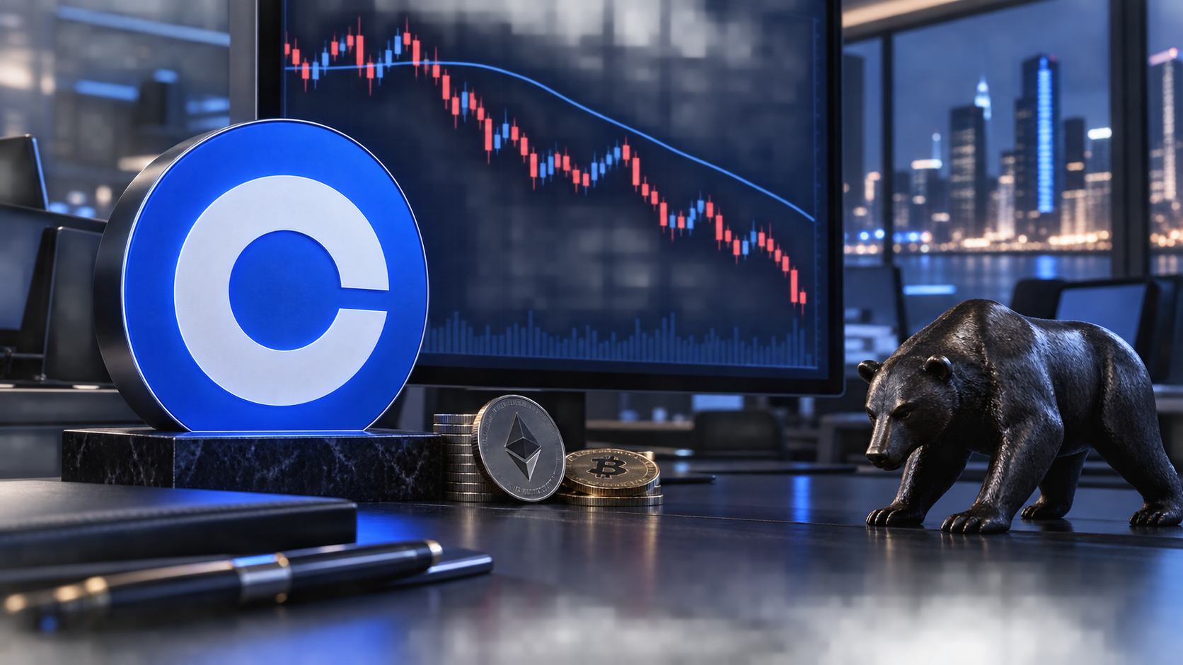 Coinbase cai abaixo da média de 50 dias