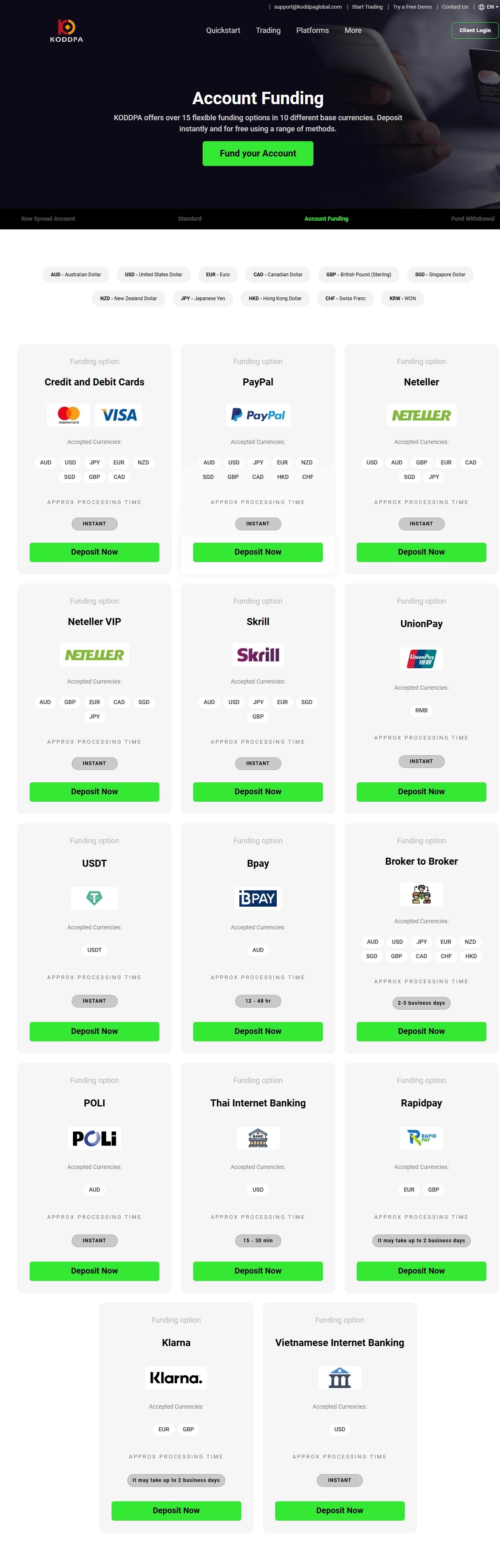 Deposit Methods