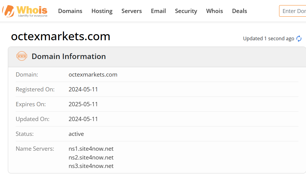 Whois lookup results