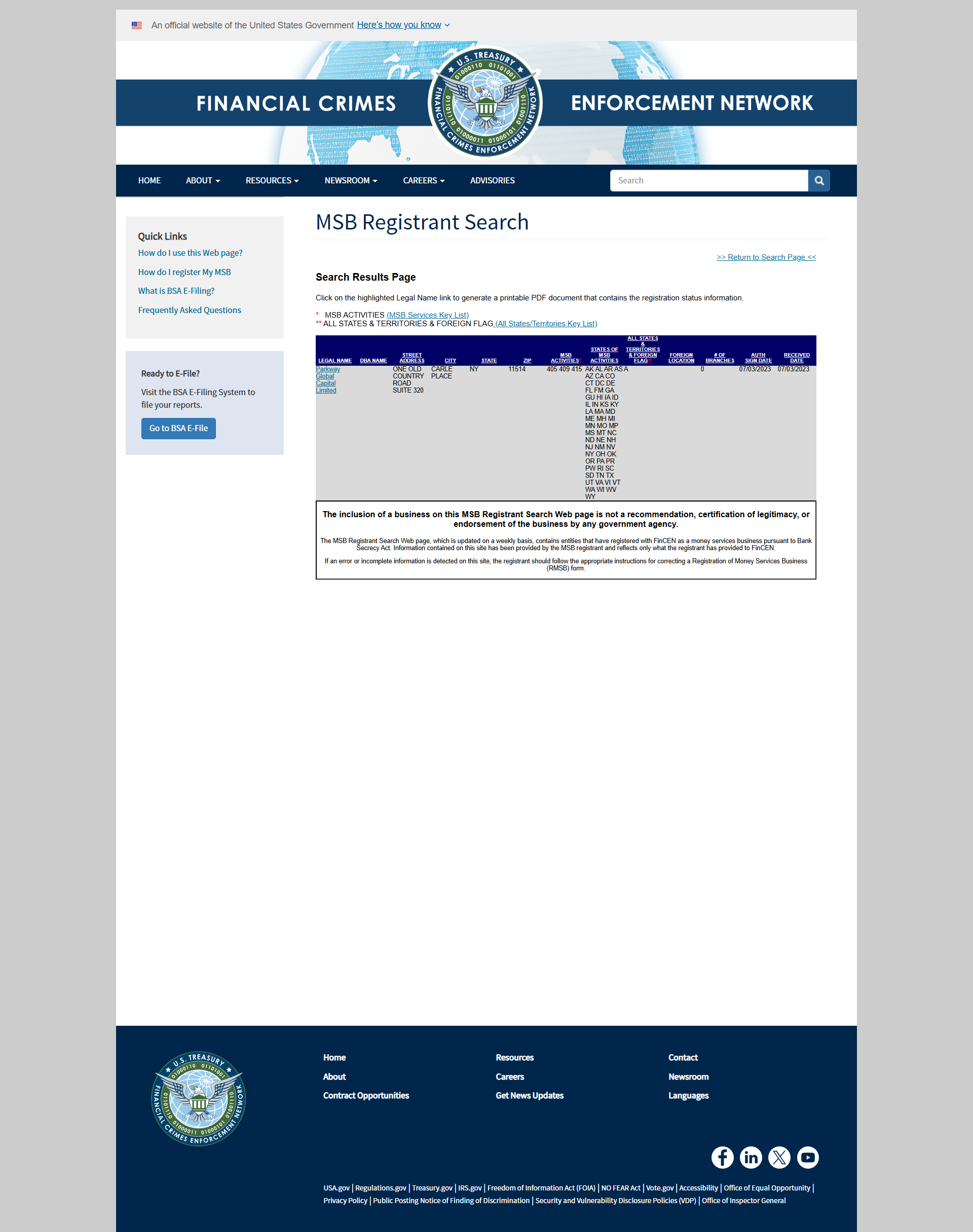 US Financial Crimes Enforcement Network（FinCEN）