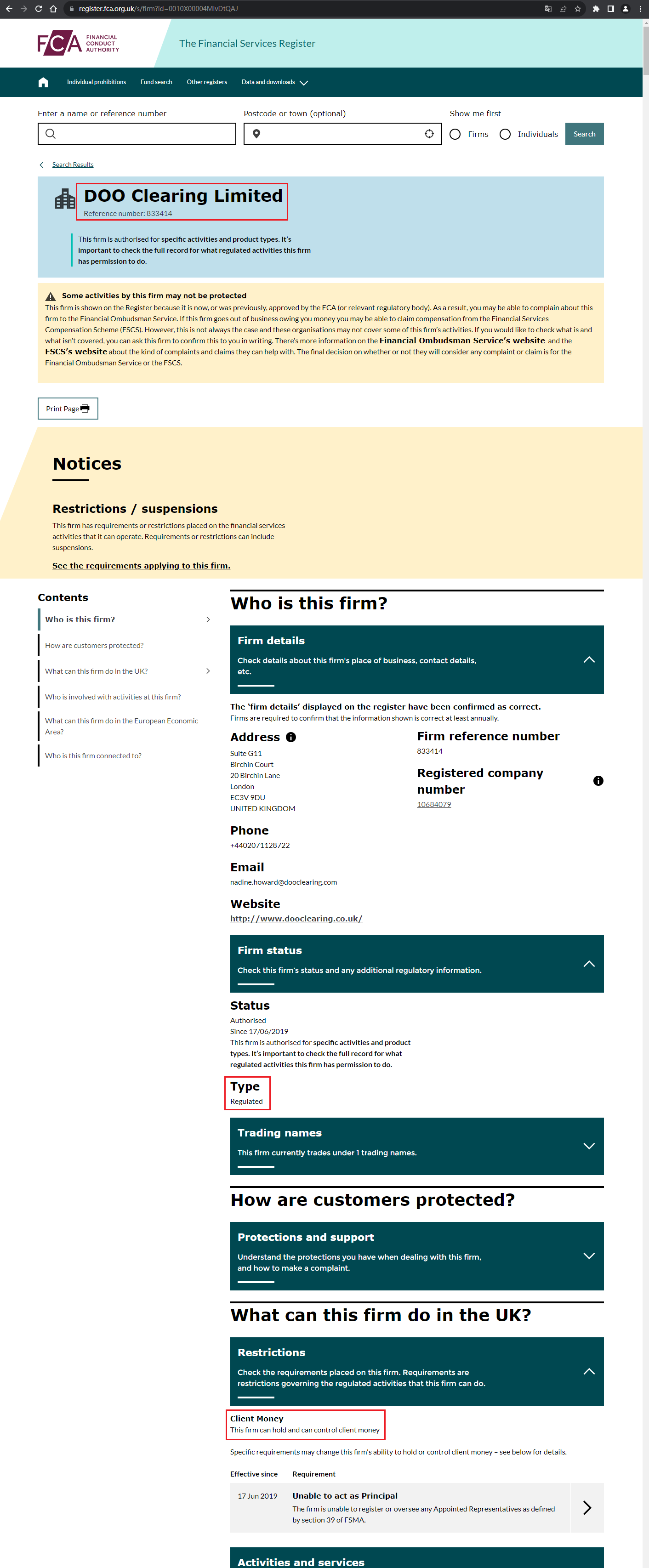 The official website shows the company's regulatory information query