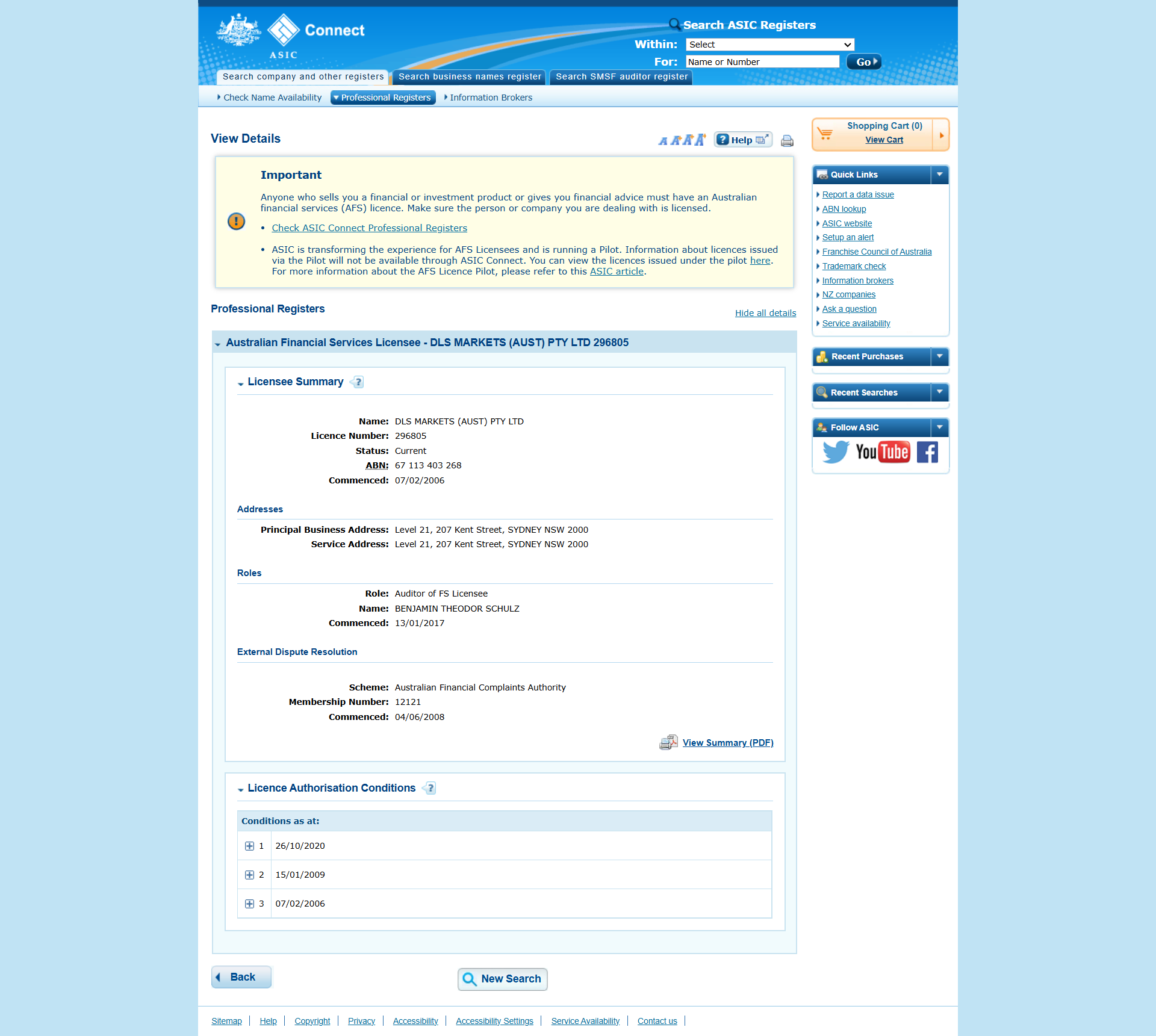 Australian Securities and Investments Commission(ASIC)