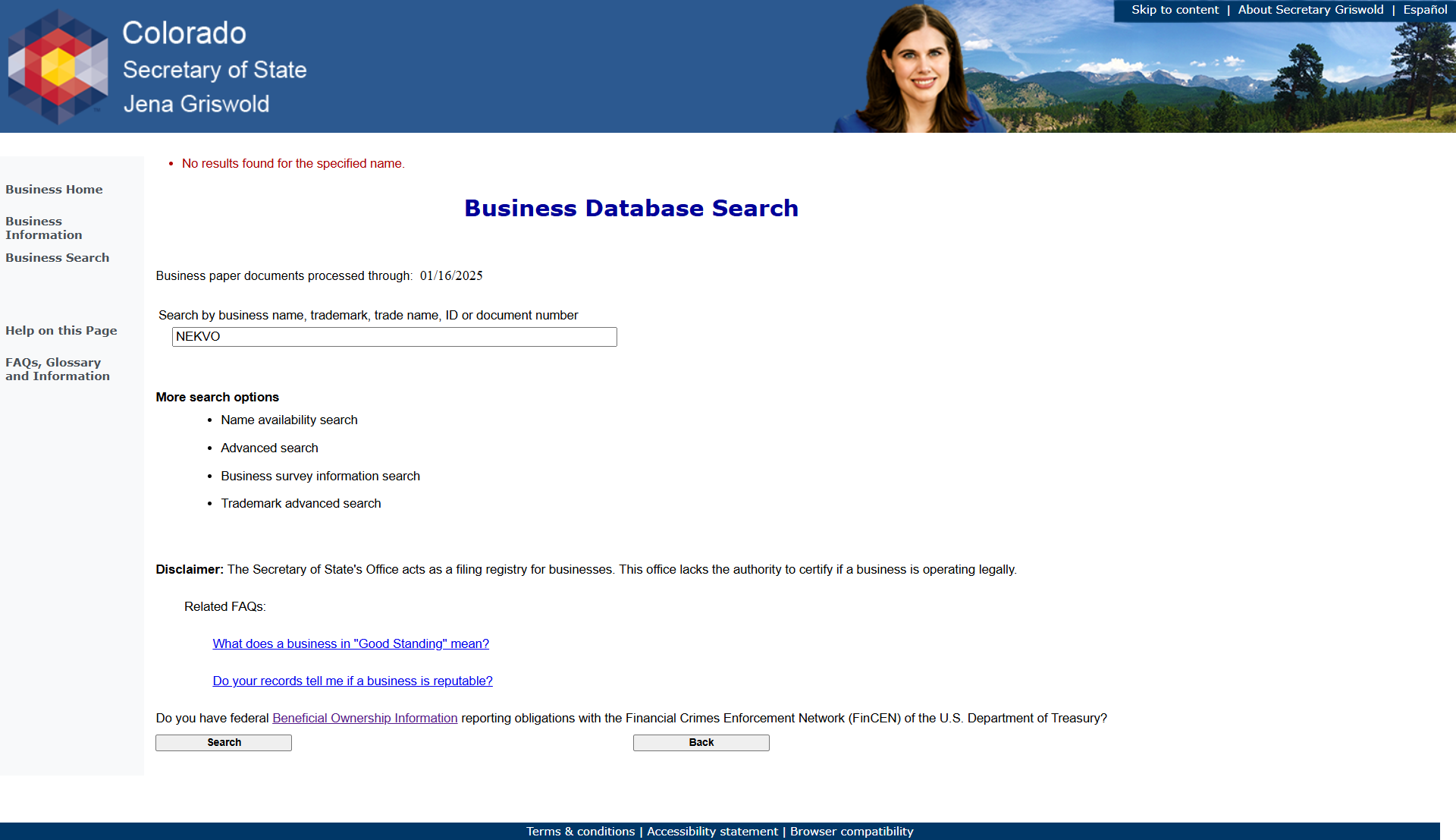 Colorado Secretary of State Official Website