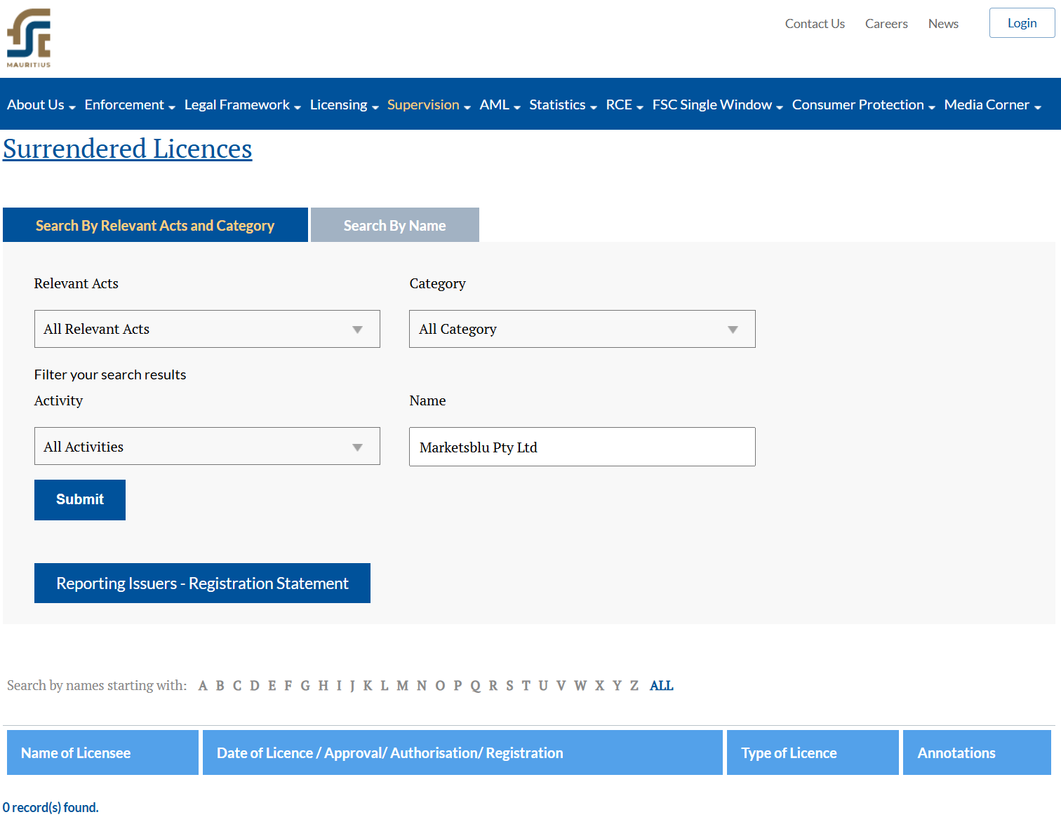 Financial Services Commission, Mauritius（FSC）Official Website