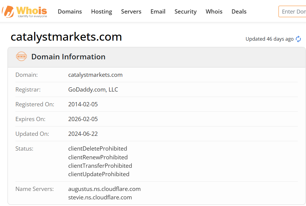 Whois lookup results