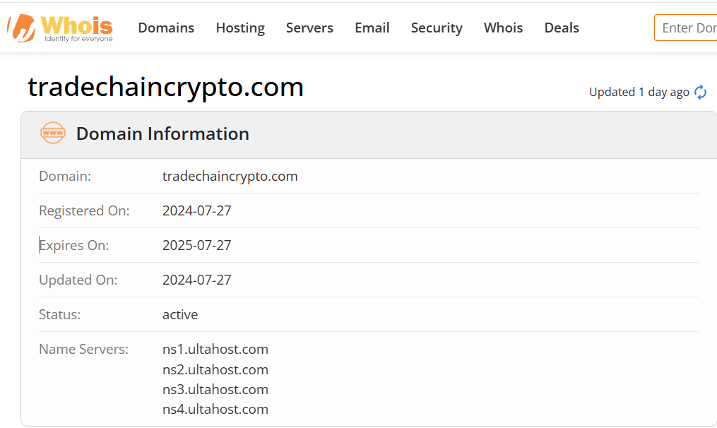 Whois lookup results