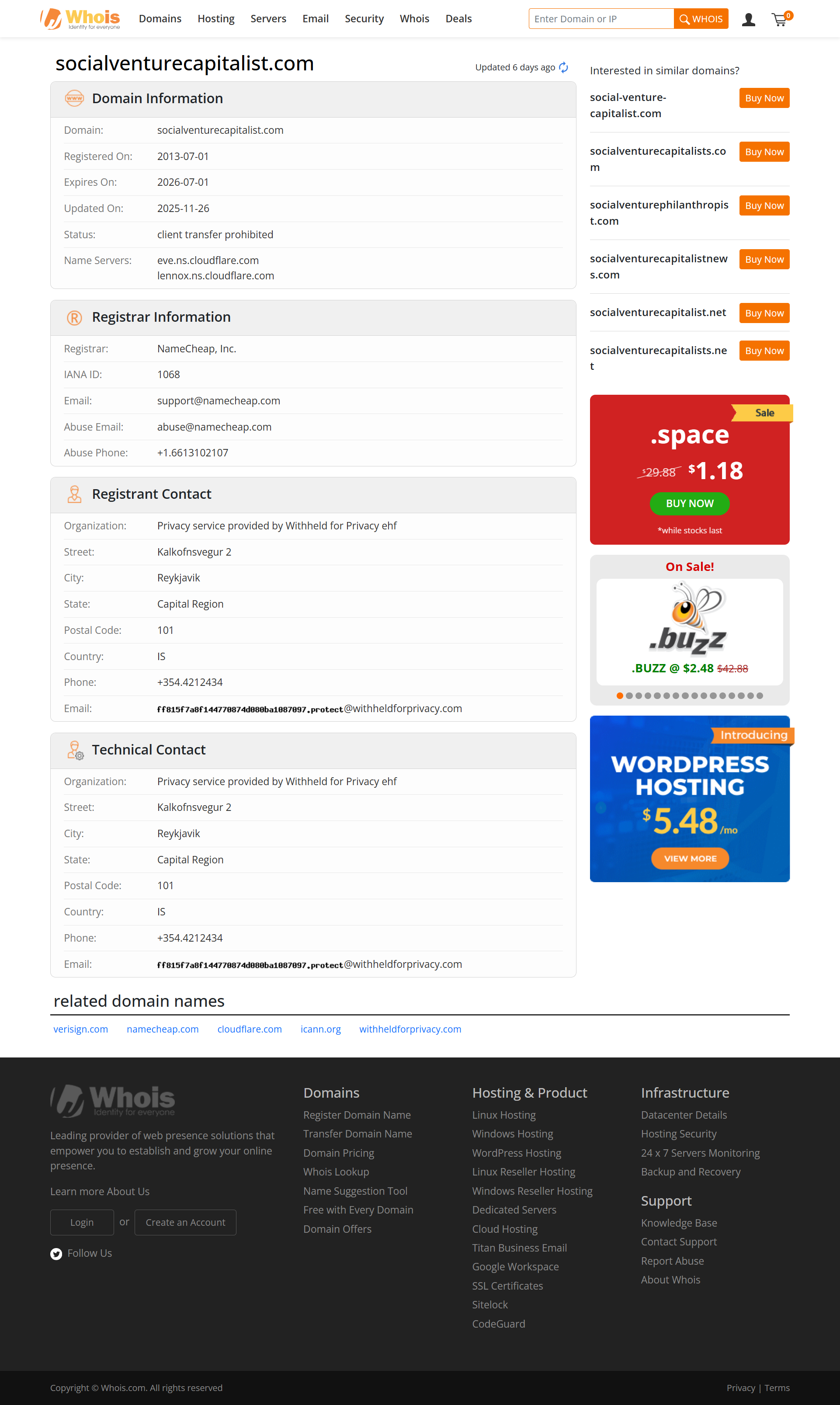 Whois lookup results