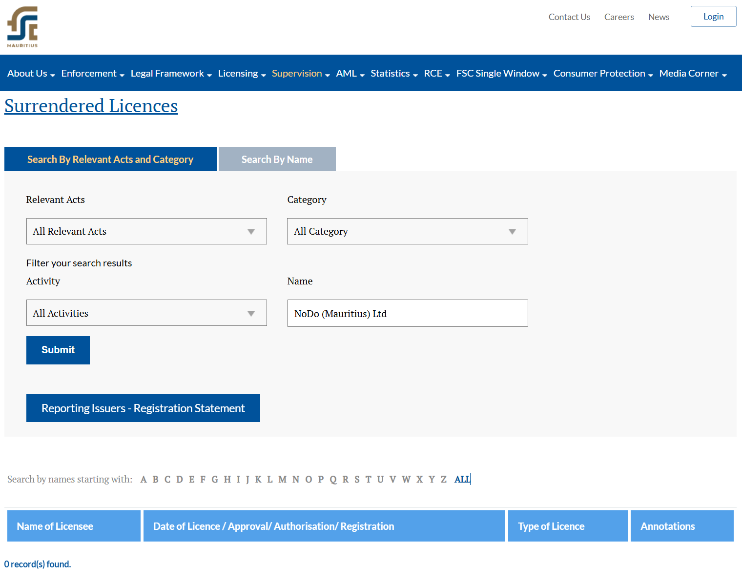 Financial Services Commission, Mauritius（FSC）Official Website