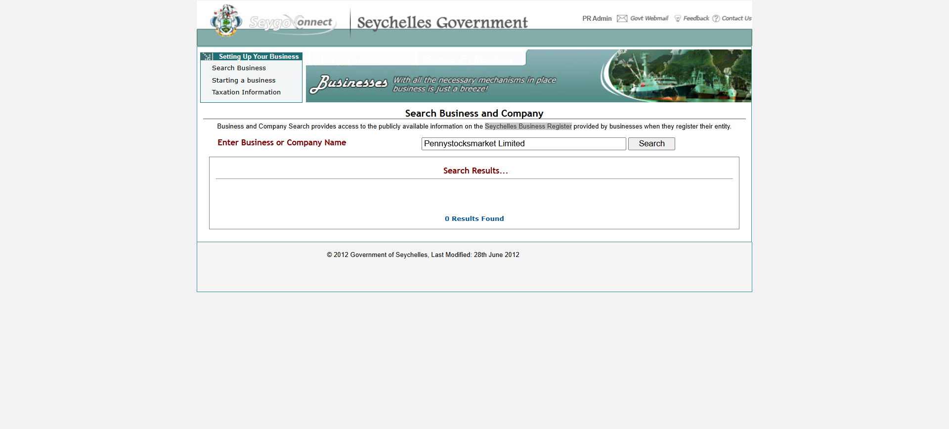 Seychelles Business Register Official Website