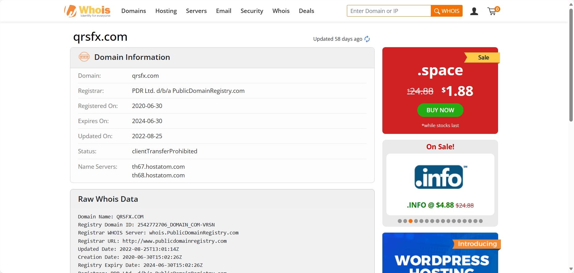QRS GLOBAL domain name age query