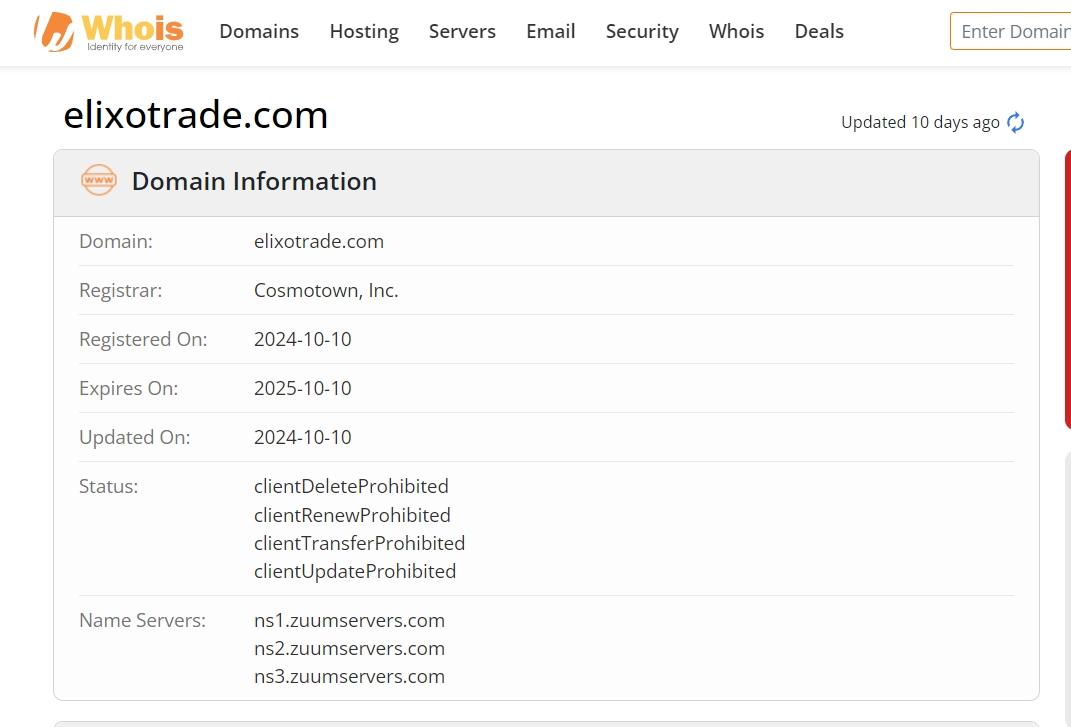 domain time of Elixo Trade