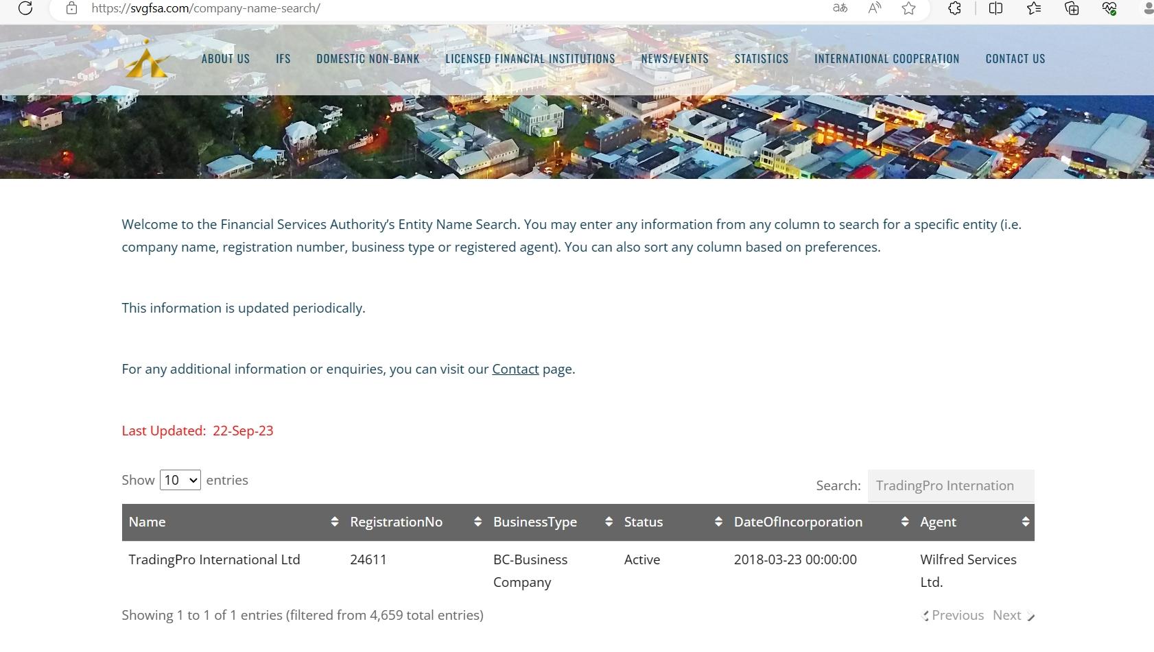 Company registration information