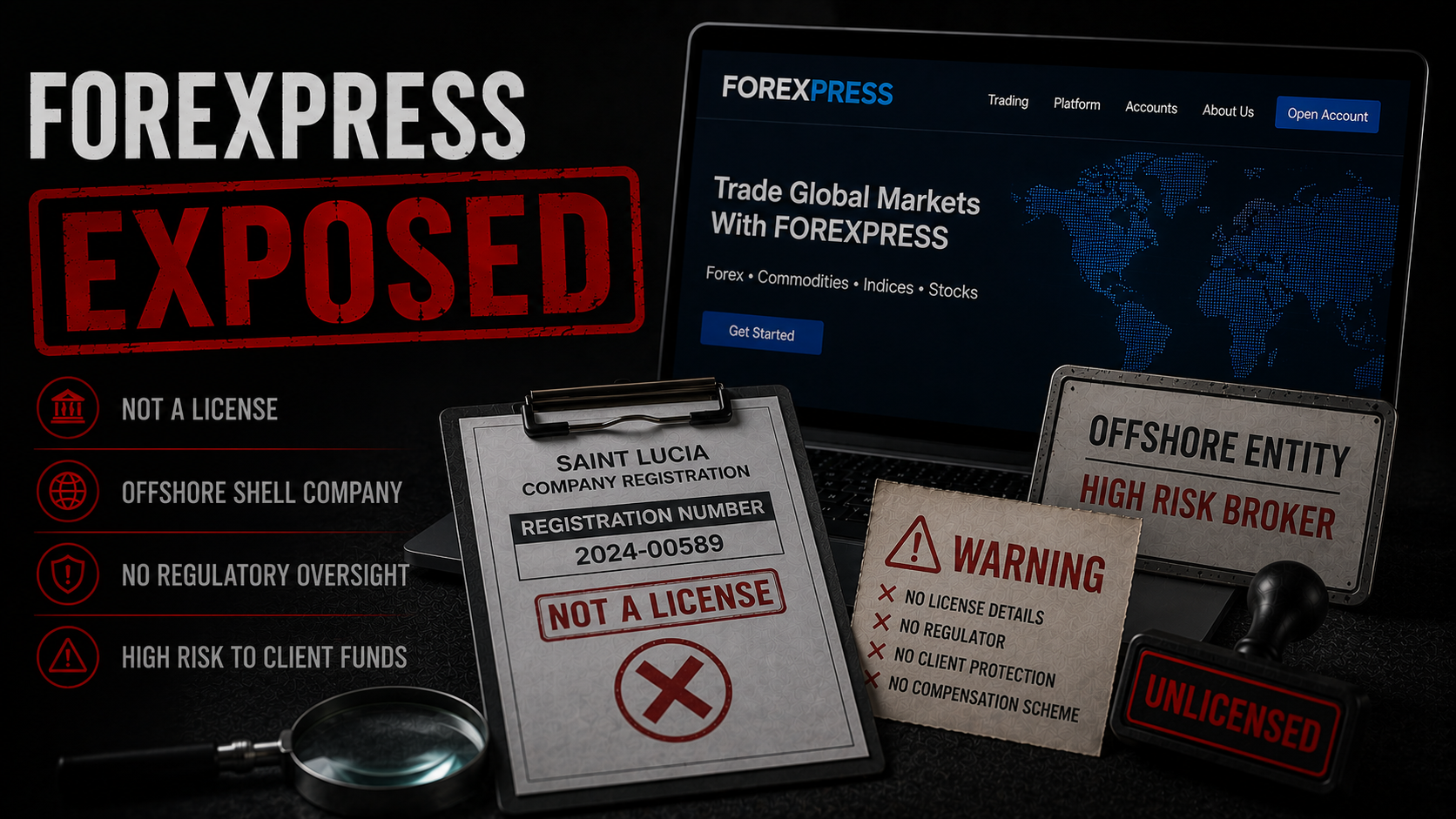 FOREXPRESS 测评：forexpress.trade2025年5月才注册，圣卢西亚公司注册号冒充牌照，无任何可验证监管
