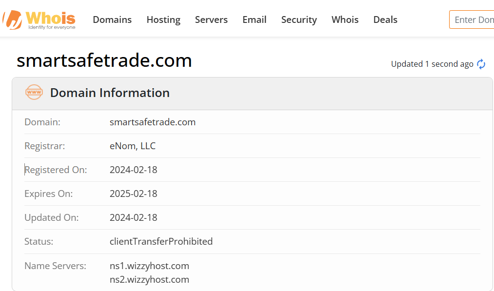 Whois lookup results