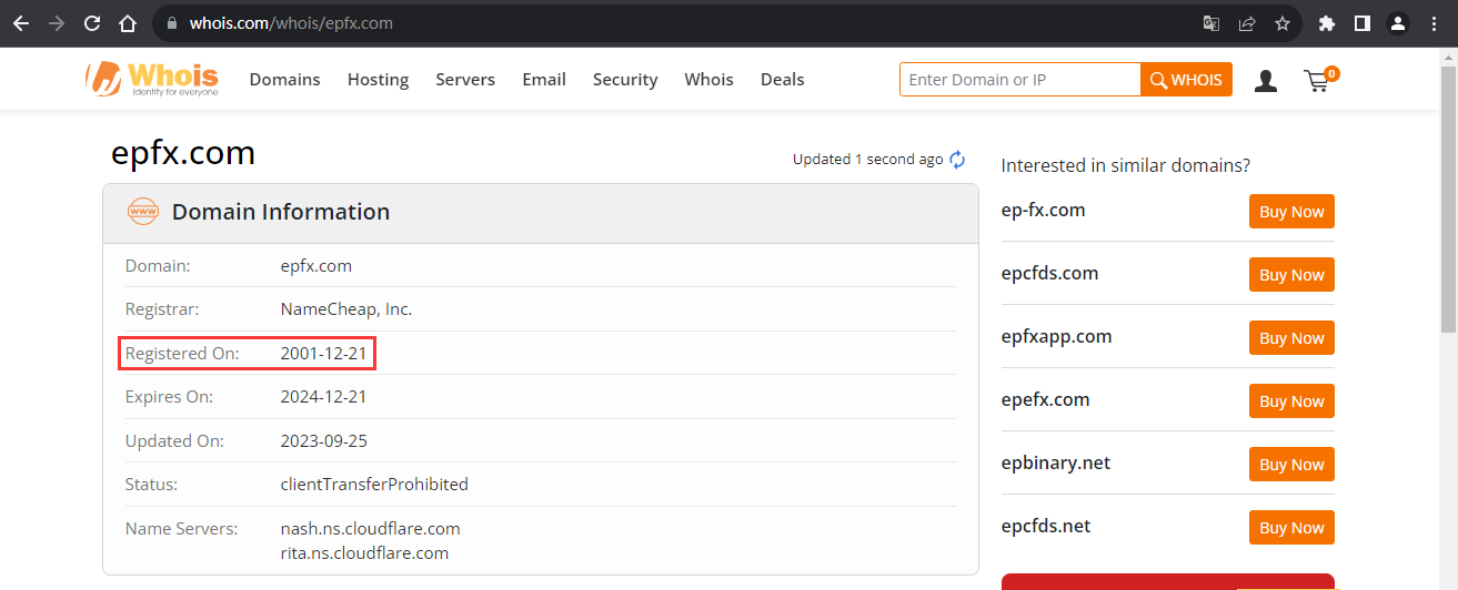Official website domain name registration information Whois query