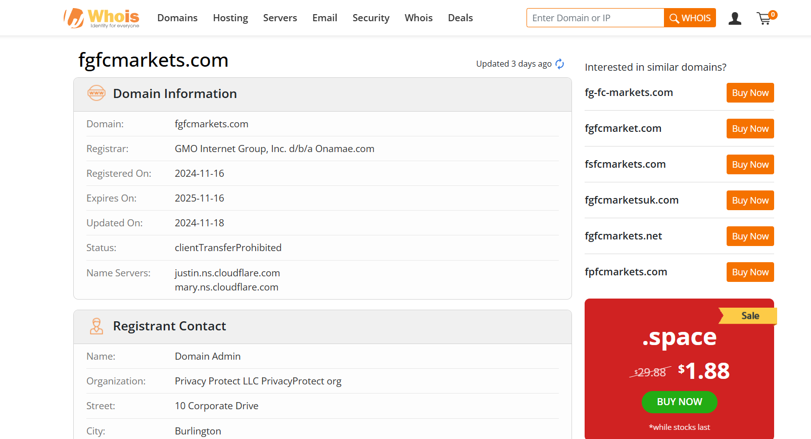 fgfcmarkets whois