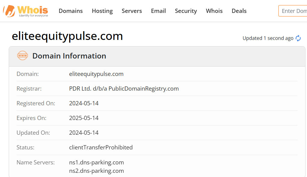 Whois lookup results