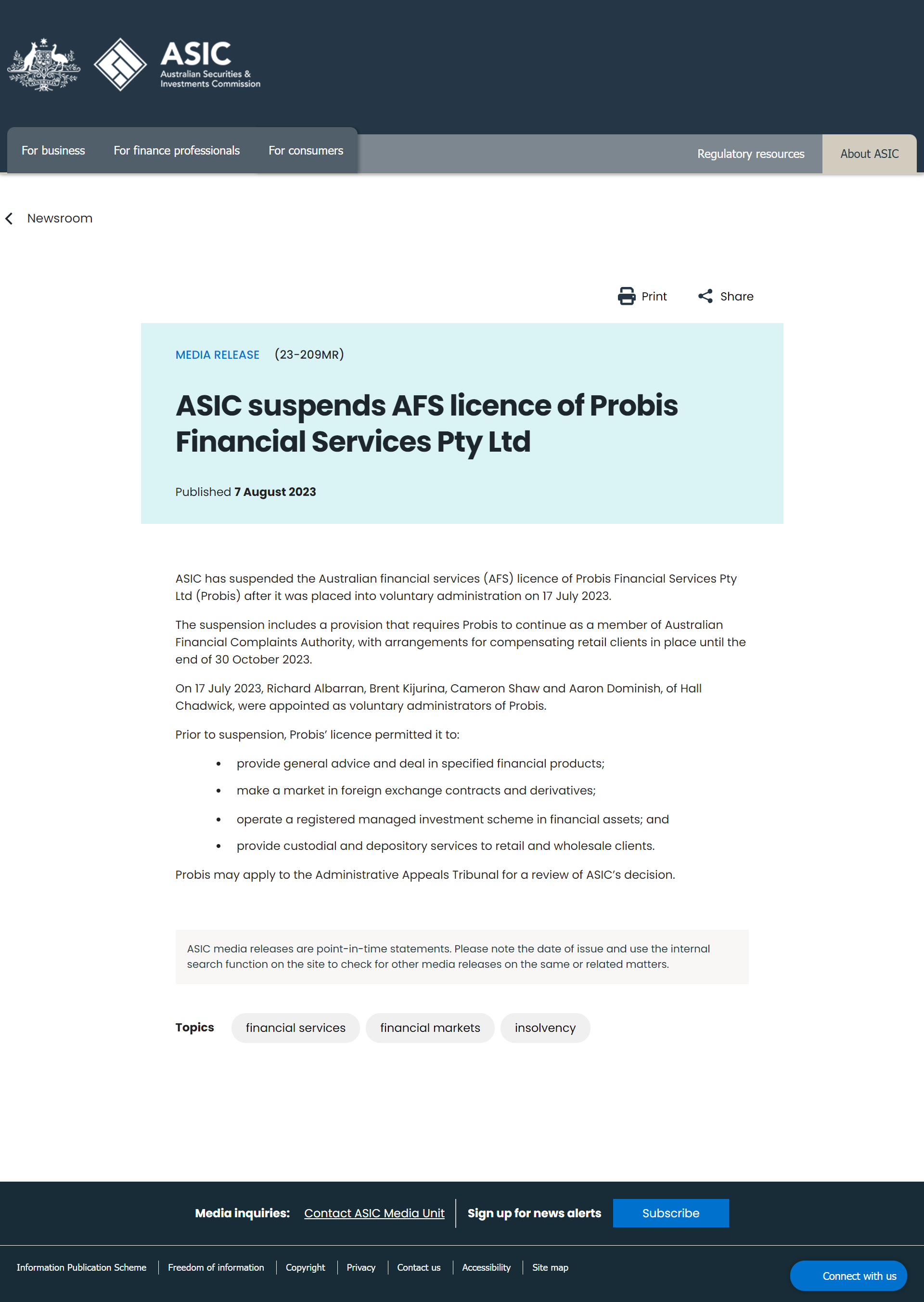 澳大利亚证券和投资委员会(ASIC)