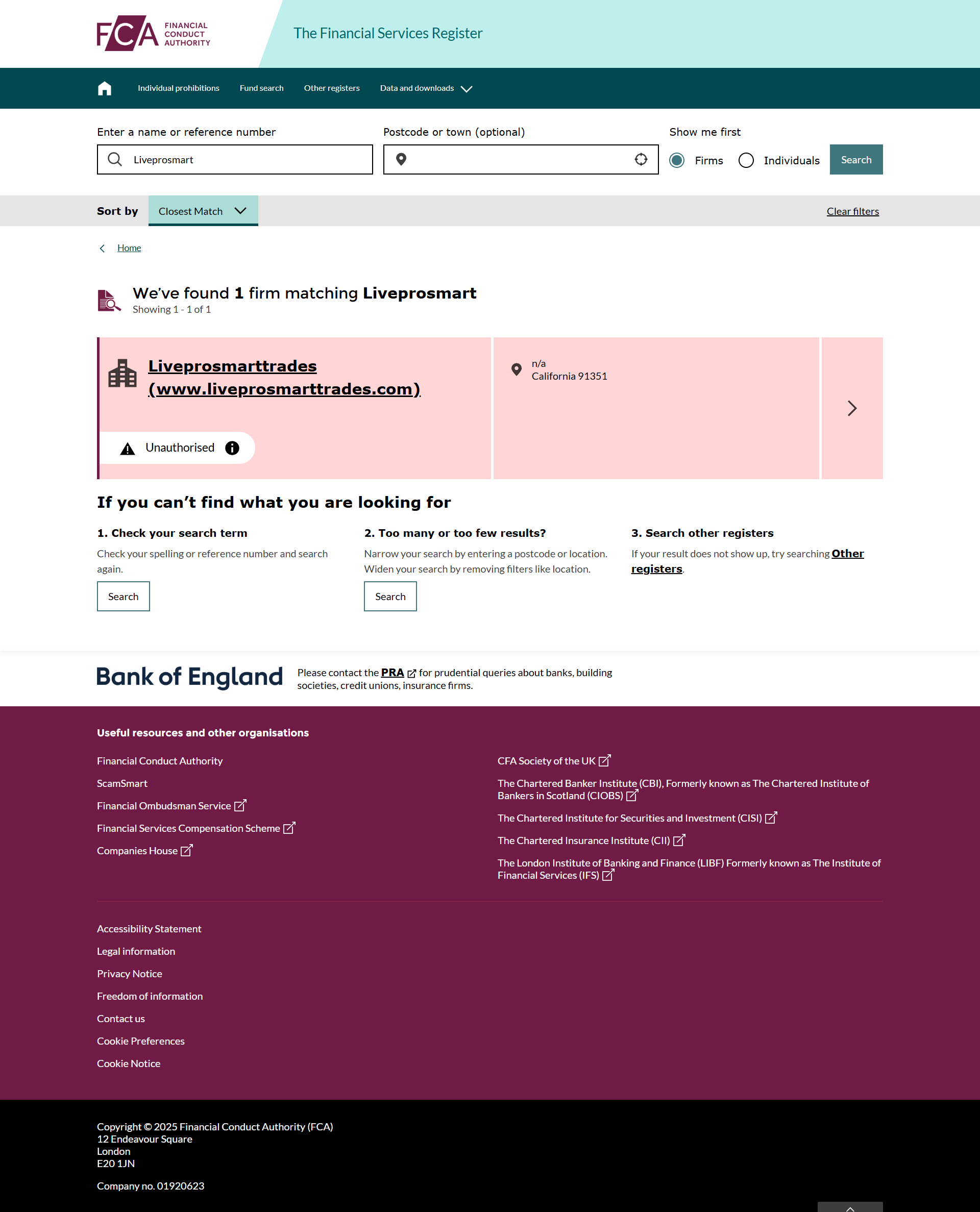 UK Financial Conduct Authority（FCA）