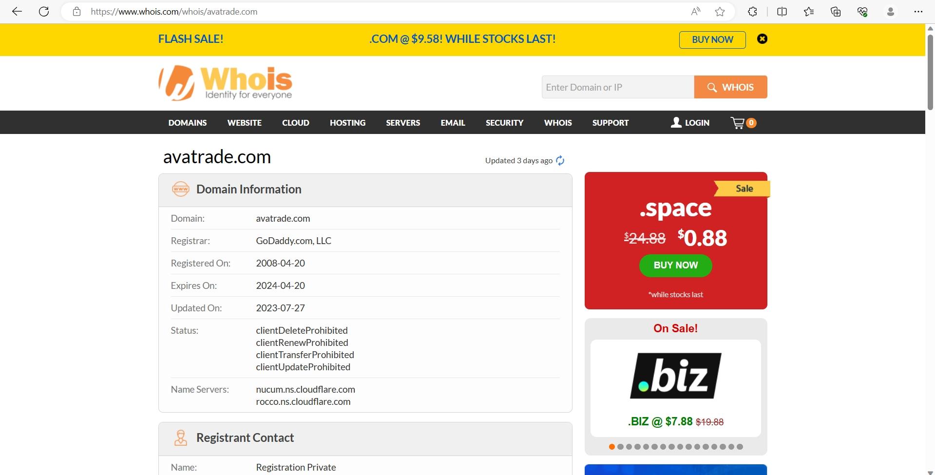 whois.com domain age data