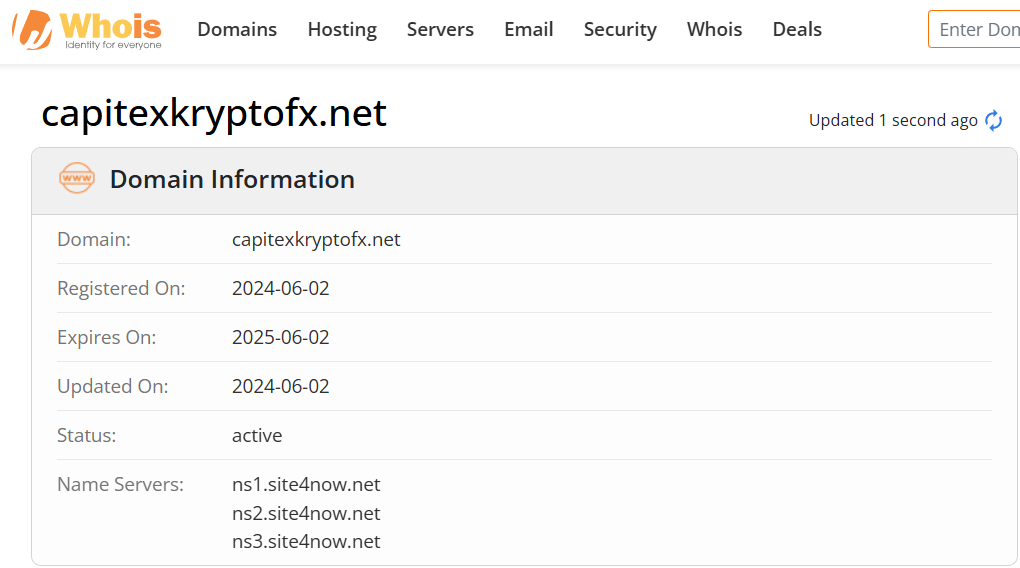 Whois lookup results