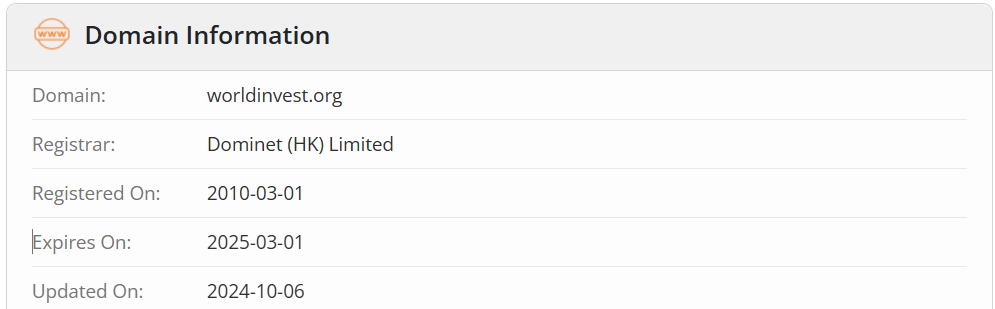 Whois lookup results