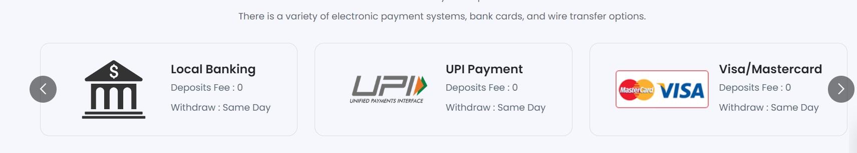 Rox Capitals' deposit and withdrawal methods