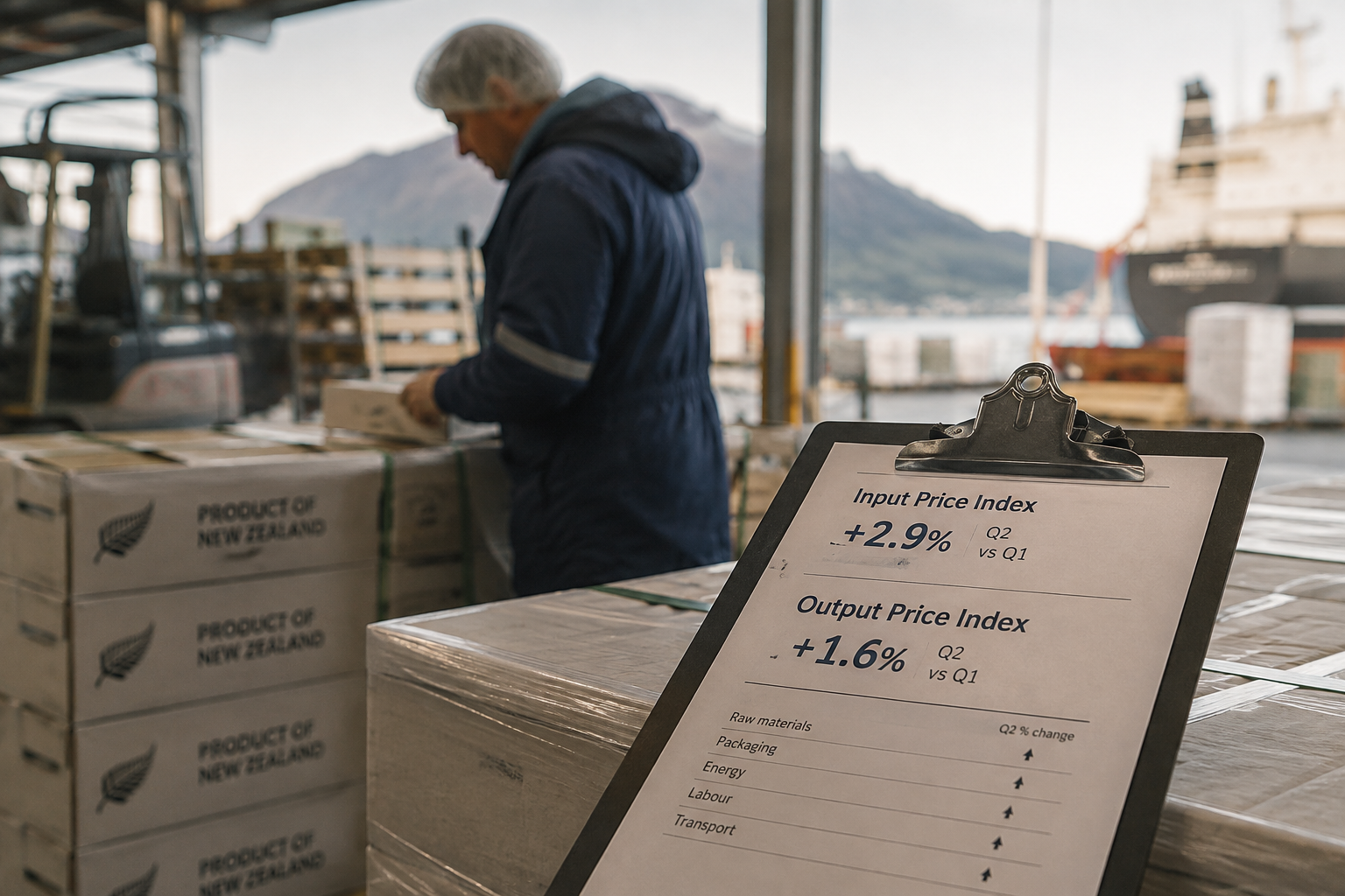 New Zealand Q2 Input Prices Up 2.9%, Output Prices Rise 1.6%
