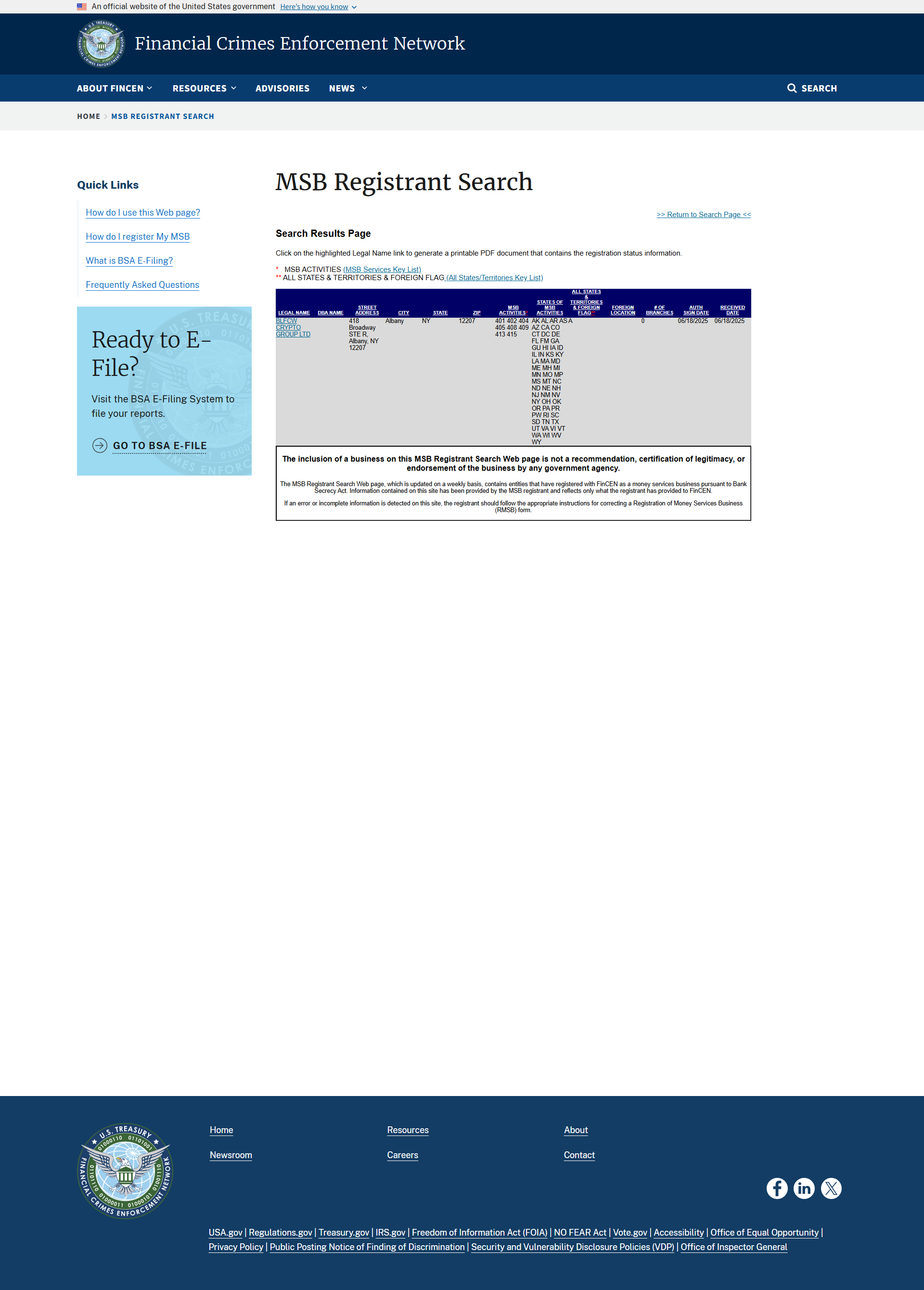 United States Financial Crimes Enforcement Network(FinCEN)